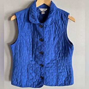 Royal Blue Quilted Button Front Vest Small Lightweight Fall Layering